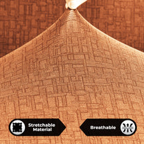 Sofa Cover Combo – 2 Pcs 1 Seater and 1 Pc 3 Seater Elastic Stretchable in Orange Criss Cross Pattern by Story@Home