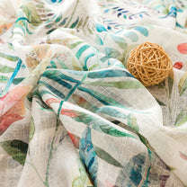 2 Pcs White & Green Sheer Window / Door / Semi Long Door/ Long Door Curtains