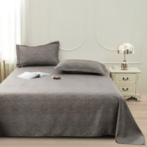 Story@home 240 TC Brown Criss Cross Double Size Bedsheet With 2 Pillow Covers