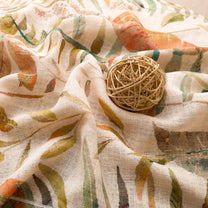 2 Pcs Cream & Orange Sheer Window / Door / Semi Long Door/ Long Door Curtains