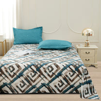 Story@home 240 TC White Abstract Double Size Bedsheet With 2 Pillow Covers