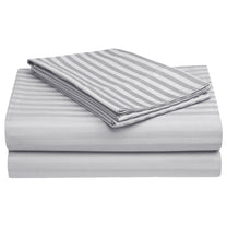 Aster 300 TC Light Grey Double Size Striped Bedsheet With Two Pillow Cover