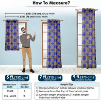 2 Pcs Blue Nature Abstract Print Polyester Window / Door Curtains