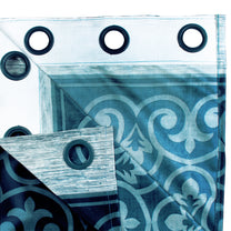 2 Pcs Blue Nature Abstract Print Polyester Window and Door Curtains