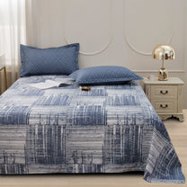 Story@home 240 TC Blue Abstract Double Size Bedsheet With 2 Pillow Covers