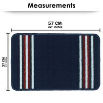 Story@Home 2 Pcs Navy Blue Stripes Nylon Anti Skid Doormat