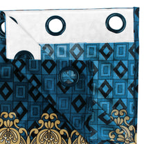 2 Pcs Blue & Ivory Nature Ethnic Print Polyester Window,Door & Long Door  Curtains