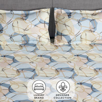 Arena 186 TC Cream & Grey Queen Size Fitted Bedsheet With 2 Pillow Cover