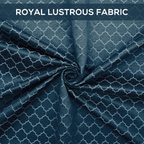 2 Pcs 400 GSM Navy Blue & White Azurio Jacquard Polyester Window / Door / Semi Long Door/ Long Door Curtains