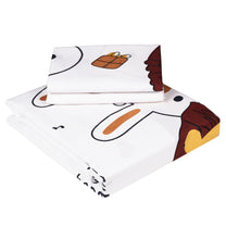 Arena Kids 180 TC White & Brown Double Size Bedsheet With 2 Pillow Cover