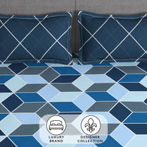 Arena 186 TC Blue Double Queen | King Fitted Bedsheet With 2 Pillow Cover