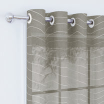 2 Pcs Navy Blue & Ivory Sheer Window / Door / Semi Long Door/ Long Door Curtains