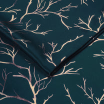 2 Pcs Blackout Foil Navy Blue & Copper Branches Window/Door/Semi Long Door/Long Door Curtains