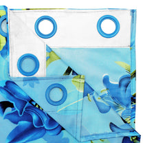 2 Pcs Blue Nature Floral Print Polyester Window and Door Curtains