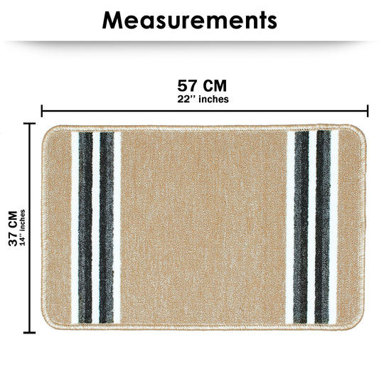 Story@Home 2 Pcs Beige Stripes Nylon Anti Skid Doormat