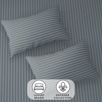 Story@Home 300 TC Dark Grey Microfiber Fitted Bedsheet with 2 Pillow Covers