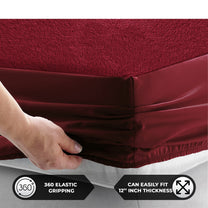 Story@Home Maroon Terry 100% Waterproof and Dustproof Premium Single / Double Size Mattress Protector