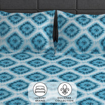 144 TC 100% Cotton Blue Queen Fitted Bedsheet