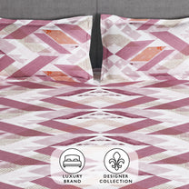 Arena 186 TC Mauve & Pink Queen Size Fitted Bedsheet With 2 Pillow Cover