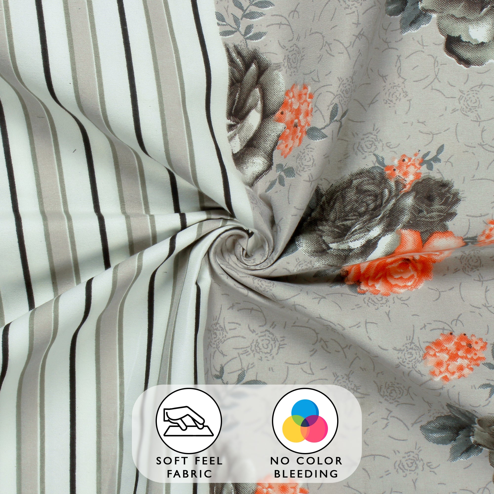 Story@Home 2 Pcs Arena Microfiber Double Bedsheets Combo With 4 Pillow Covers - Grey & Mint Green