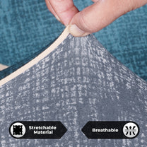 Sofa Cover Combo – 1 Pc 1 Seater, 1 Pc 2 Seater, and 1 Pc 3 Seater Elastic Stretchable in Navy Blue & Black Abstract Pattern by Story@Home