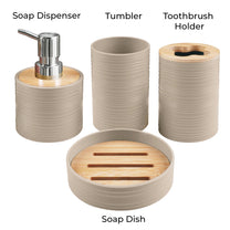Story@Home Brown 4 Pcs Bamboo Bathroom Accessories Set - Toothbrush Holder, Soap Dispenser, Tumbler and Soap Dish