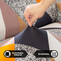 Story@Home Elastic Stretchable 1 | 2 | 3 | 4 Seater Dark Orange And Beige Abstract Pattern Sofa Cover