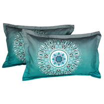 Story@home 240 TC Talespun Gold Microfiber Green & Grey King Size Traditional Ethnic Bedsheet with 2 Pillow Covers