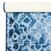 Ethnic Grunge Pattern Blue & White Rustico Rug/Carpet