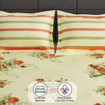 144 TC 100% Cotton Cream Queen Fitted Bedsheet