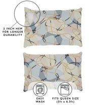 Arena 186 TC Cream & Grey Queen Size Fitted Bedsheet With 2 Pillow Cover