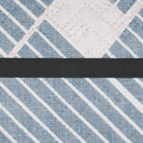 Sofa Throw Cover Combo – 2 Pcs 1 Seater and 1 Pc 3 Seater Greyish Blue Geometric & Stripes Pattern with Pocket by Story@Home