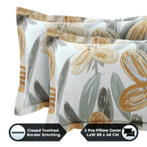 Metro Gold 190 TC Cotton White & Yellow Double Bedsheet with Pillow Covers