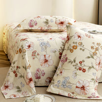 Story@home 300 TC Cloud Cotton Microfiber White King Size Floral Bedsheet with 2 Pillow Covers