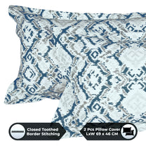 Metro Gold 190 TC Cotton Dark Teal & Grey Double Bedsheet with Pillow Covers