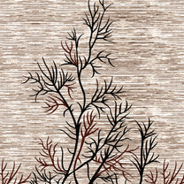 2 Pcs Brown Nature Abstract Print Polyester Window/Door Curtains