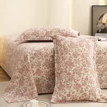 Story@home 300 TC Air Cotton Microfiber Light Purple & Off White King Size Floral Bedsheet with 2 Pillow Covers