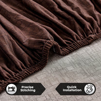 Story@Home Elastic Stretchable 1 | 2 | 3 | 4 Seater Dark Brown Criss Cross Pattern Sofa Cover