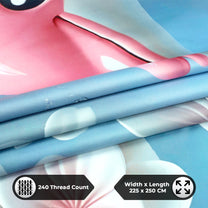 Story@Home Treedee 240 TC Pink & Blue Double Size Dolphins Bedsheet With 2 Pillow Cover