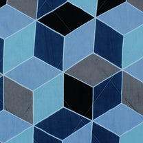 180 GSM Blue Hexagon Microfiber Fusion Reversible Double Comforter