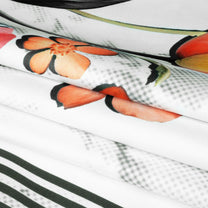 Story@home 240 TC Talespun Gold Microfiber White & Grey King Size Marble Floral Bedsheet with 2 Pillow Covers