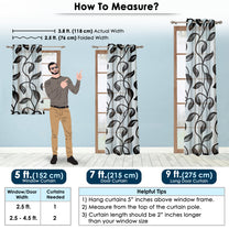 2 Pcs Light Blue Nature Leaf Print Polyester Window/Door/Long Door Curtains