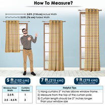 2 Pcs Brown Nature Print Circles Polyester Window/Door/Long Door Curtains