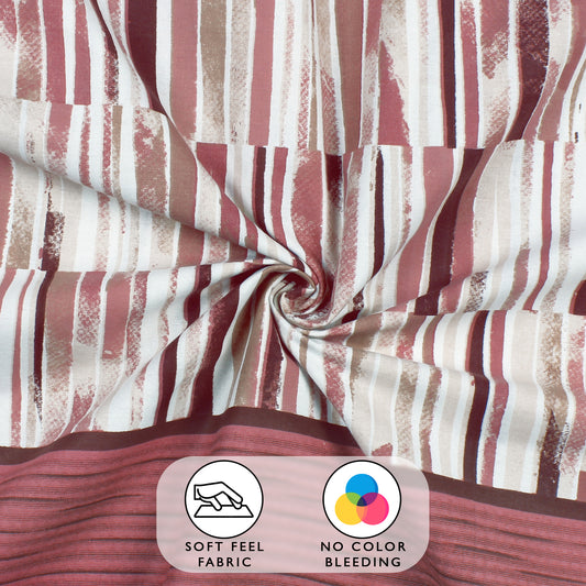 Metro 186 TC Cotton Burgundy Abstract Double Bedsheet with Pillow Covers