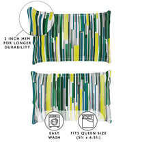 Arena 186 TC Grey & Lime Queen Size Fitted Bedsheet With 2 Pillow Cover