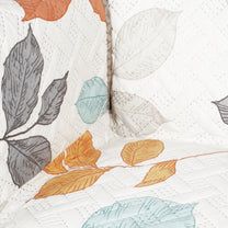 Sofa Throw Cover With Leaf Pattern In White & Grey For 1 | 2 | 3 | 4 Seater From Story@Home