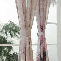 2 Pcs Grey & Pink Sheer Window / Door / Semi Long Door/ Long Door Curtains