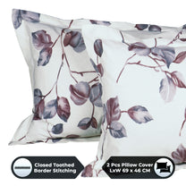 Metro Gold 190 TC Cotton Off White & Mauve Double Bedsheet with Pillow Covers