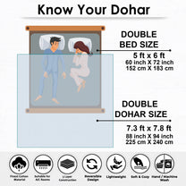 Super Soft Cambric Cotton White & Light Blue Geometric Double Dohar