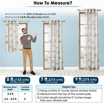 2 Pcs White Nature Floral Print Polyester Window/Door/Long Door Curtains